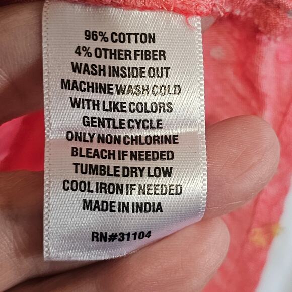 Crown & Ivey Women's Popover Shirt Size S Split Neck Short Flutter Sleeves Coral - Picture 3 of 6